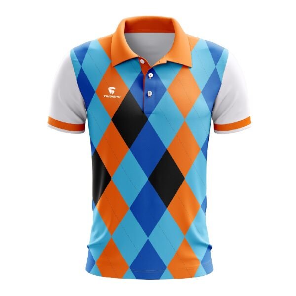 Badminton Tshirt for Men Sky Blue, Royal Blue, Orange and Black Color