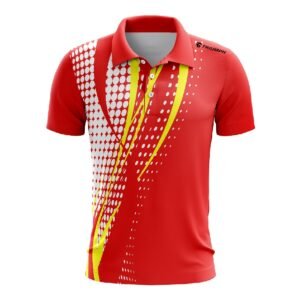 Badminton Polo Jersey for Men Red, White and Yellow Color