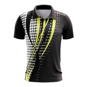 Badminton Drifit Tshirt for Mens Black, White and Yellow Color