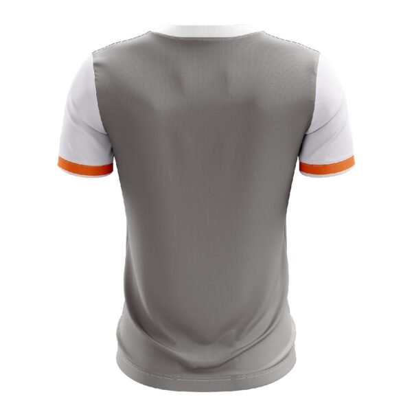 Men’s Badminton Tshirts | Add Your Name Number White, Grey and Orange Color