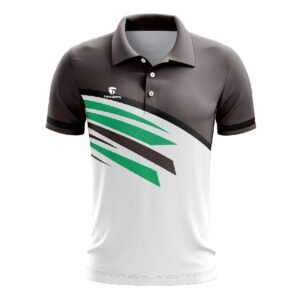 Customise Badminton T-shirt for Boys White, Grey and Green Color