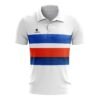 Polyester Printed Polo Neck Badminton Jersey White, Blue and Red Color