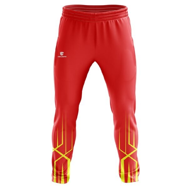 Cricket Track Pants | Custom Made Cricket Trousers Clothing Red and Yellow Color
