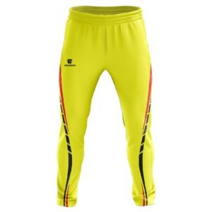 Cricket Track Pants | Custom Design Cricket bottoms | Cricket Trousers Yellow, Red and Black Color