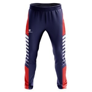 Cricket Pant for Player | Custom Cricket Pants Colored | Sublimated Cricket Trouser/Bottom Navy Blue, Red & White Color