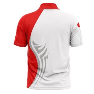Customized Cricket Jersey For Men | Name Number Logo White & Red Color