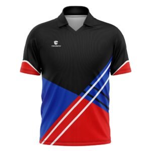 Polo Neck Cricket Jersey for Men’s | Boys Cricket Clothes Black, Red and Blue Color