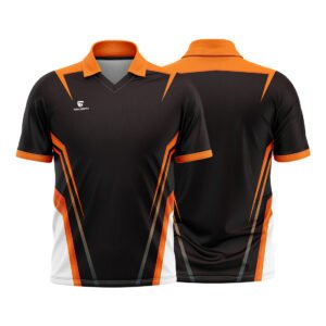 Custom T-Shirt Cricket | Cricket Jersey Black, Orange and White