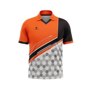 Cricket Tournament Team T-shirt for Men’s Orange, Black, White and Grey