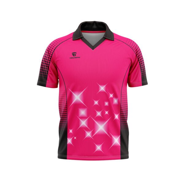 Mens Cricket Shirt Cricket Team T-shirt for Club Player ID: 8548 | Edit | Quick Edit | Trash | View | Duplicate Pink & Black Color