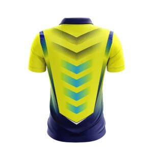 Mens Cricket T Shirts Full Printed Customized Cricket Clothing Yellow and Navy Blue