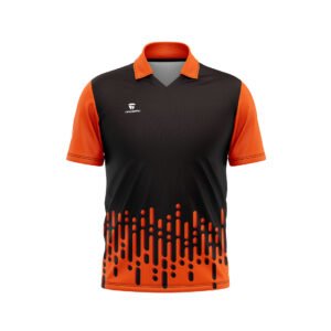 Cricket Jersey Polo Neck Half Sleeve Cricket Shirt for Men Black & Orange Color