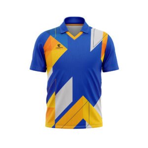 Men’s Cricket Shirt Custom Printed Cricket Team Club Jersey Royal Blue, Yellow and White Color