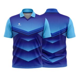 Mens Cricket Jersey Customised Full Printed Cricket Clothing Team Player Jersey Royal Blue & Sky Blue Color