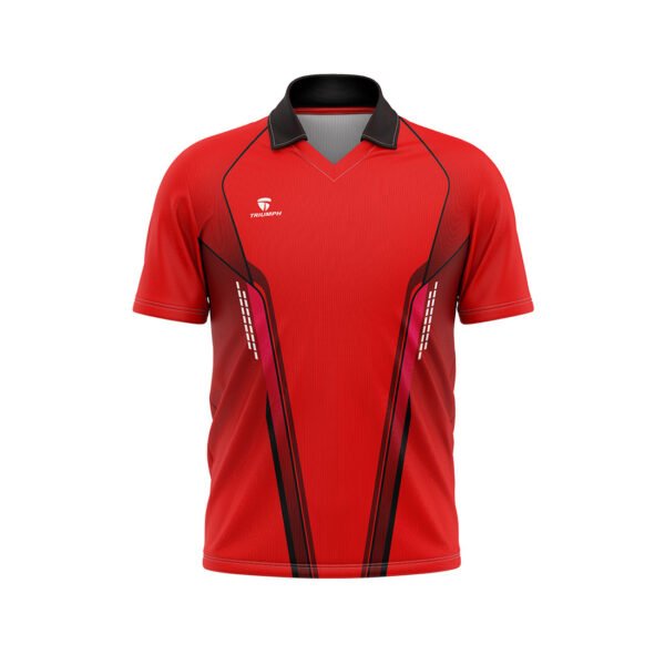 Mens Cricket Sports Jersey Customized Cricket Team T-shirt With Name Number Logo Red & Black Color