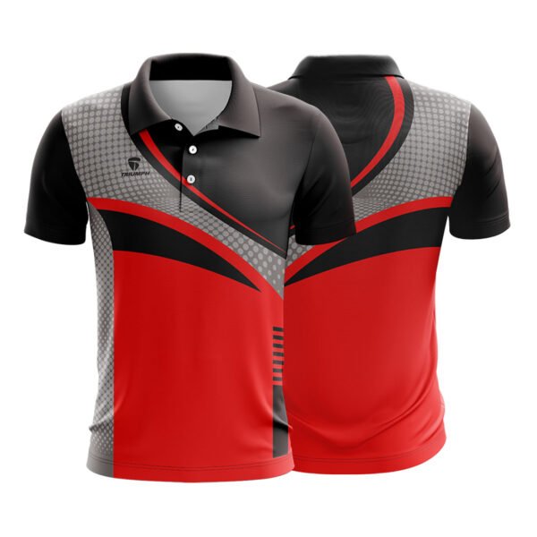 Men’s Cricket Sports Club Jersey New Design Custom Cricket Shirt Red, Black and Grey Color