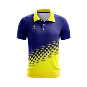 Half Sleeve Polo Neck India Cricket T-shirt Cricket Jersey for Men’s Blue & Yellow