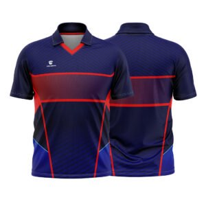 Full Sublimation Cricket Club Jersey New Pattern Cricket Sports T-Shirts for Men Navy Blue & Red Color