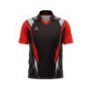 Men’s Cricket T Shirts Half Sleeve Polo Neck Printed Sublimated Cricket Jersey Black, Red and Grey Color