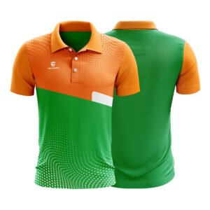 Sublimated Cricket Team Jersey Cricket T-shirt for Men Green, Orange and White Color