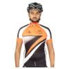 Custom Sublimated Men’s Cycling Jersey Black, Orange and White Color