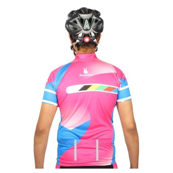 Custom Sublimated Unisex Cycling Jerseys Pink and Blue Color