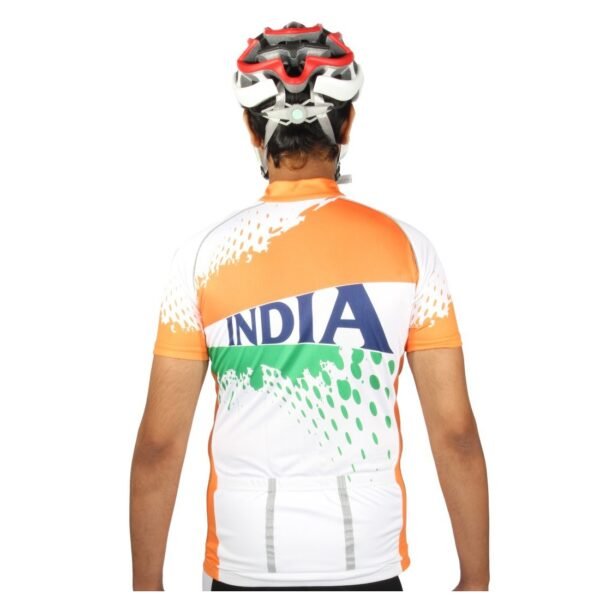 Men’s Cycling Jersey Short Sleeves Mountain Bike Shirt Top Reflective Pockets White, Orange and Green Color