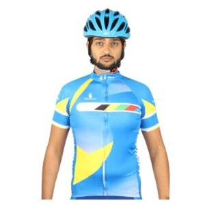 Cycling Jersey for Men Short Sleeve Biking Shirt Blue and Yellow Color