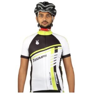 Mens Cycling Jersey Shirt Short Sleeve Bike Riding Tops Outdoor Cycling Clothing White, Black and Green Color