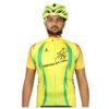 Men’s Cycling Jerseys Tops Biking Shirts Short Sleeve Bike Clothing Full Zipper Bicycle Jacket with Pockets Yellow and Green Color
