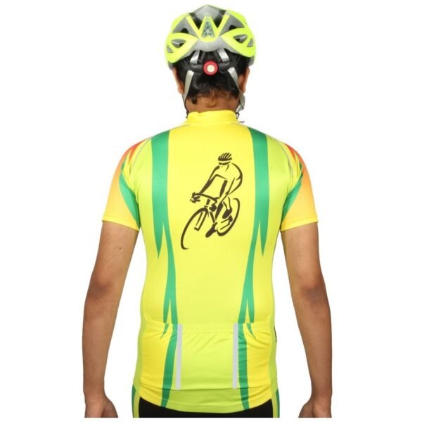 Men’s Cycling Jerseys Tops Biking Shirts Short Sleeve Bike Clothing Full Zipper Bicycle Jacket with Pockets Yellow and Green Color