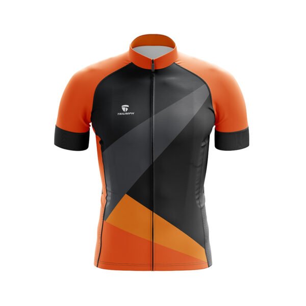 Personalized Cycling Jersey for Men with Name Number Logo Black & Orange Color