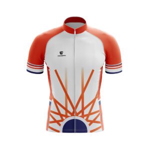 Cycling Jersey – Customise Your Name and Number White & Orange Color