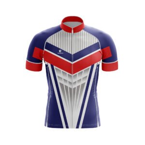 Unisex Polyester Compression Cycling Jersey Blue & Red Color