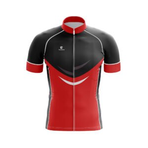 Custom Printed Cycling Jersey for Men Black & Red Color