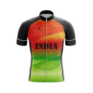 Men’s India Cycling Jersey India Flag Bicycling Jersey Black & Indian Color
