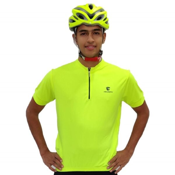 Half Zipper Cycling Jersey for Men’s | Cycling T-shirts Neon Green Color