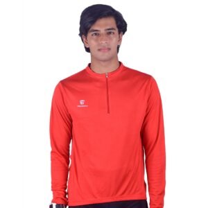 Long Sleeve Cycling Jersey for Men with Reflective Logo Red Color