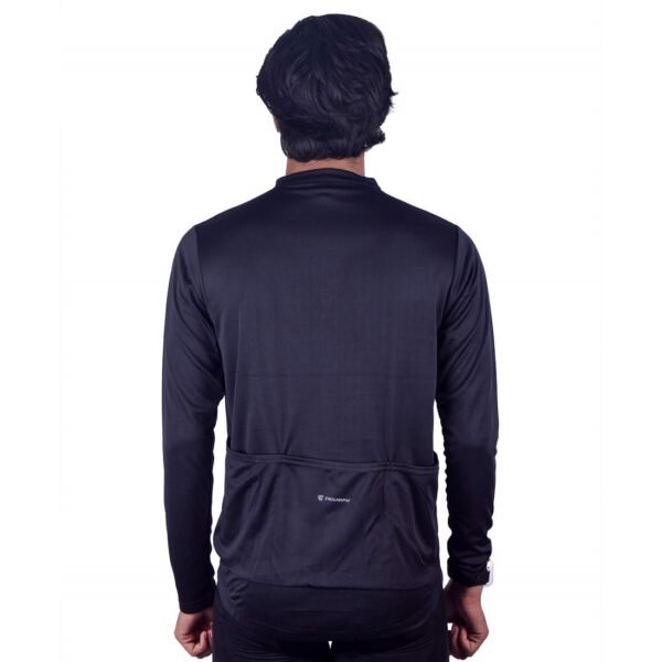 Long Sleeve Cycling Jersey for Men’s with Triple Back Pockets Black Color