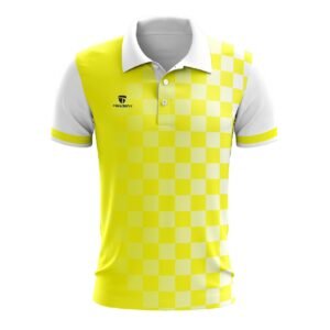 Men’s Regular Fit Golf Polo TShirt Short Sleeve Printed Golf Polo Shirts White & Yellow Color