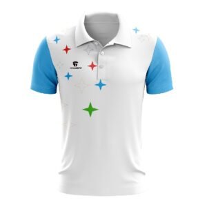 Golf T-Shirt Quick-Dry Short Sleeve Casual Polo Shirts for Men White & Blue Color