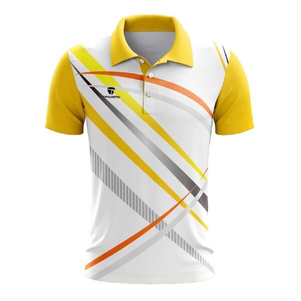 Quick Dry Golf T Shirt Casual Workout Tees | Mens Polo TShirts White & Yellow Color