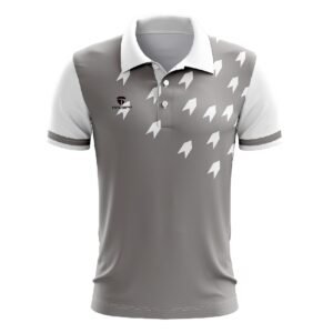 Golf Polo T-Shirts | Short Sleeve Dry Fit Collared Casual Mens Golf T-Shirt Grey & White Color