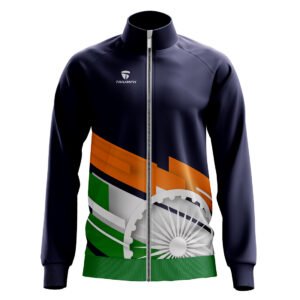 India Flag Design Republic / Independence Day Jacket Navy Blue, Orange, White and Green Color