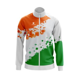 India Tri Color Sports Jacket For Men White, Orange and Green Color