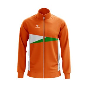 Sports Jacket For Man | Team Name Number with Logo Orange, White & Green Color