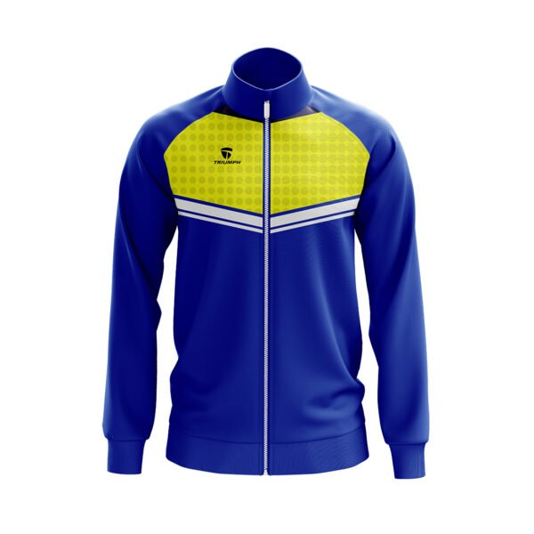 Gym Fitness Sports Wear Jackets for Men’s Royal Blue and Yellow Color