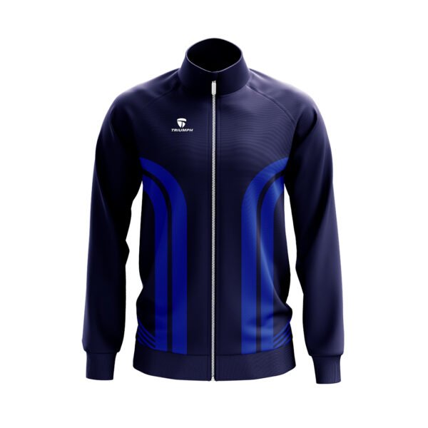Personalised Running Jacket – Custom Track Jacket Navy Blue and Royal Blue Color