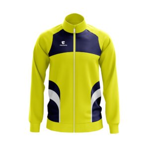 Custom Track Jacket | Personalised Running Jacket Yellow, Navy Blue and White Color