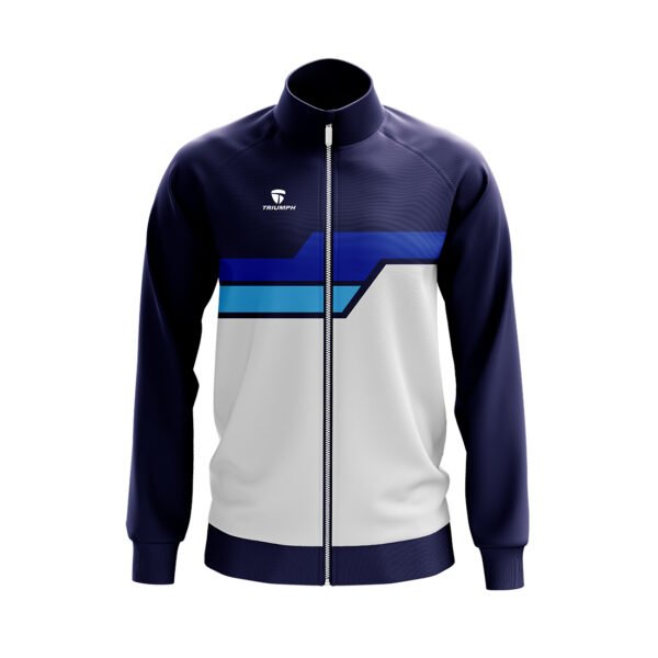 Sports Jacket For Men | Create Your Own Sportswear Navy Blue & White Color
